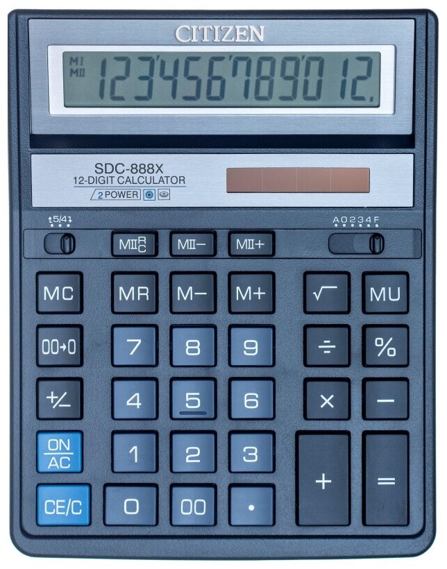 Калькулятор настольный полноразмерный CITIZEN бух. SDC-888XBL12 разр. Син 1 шт.