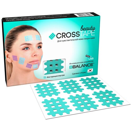 Кросс тейпы для лица CROSS TAPE BEAUTY 2,8 см x 3,6 см (размер B) мятный