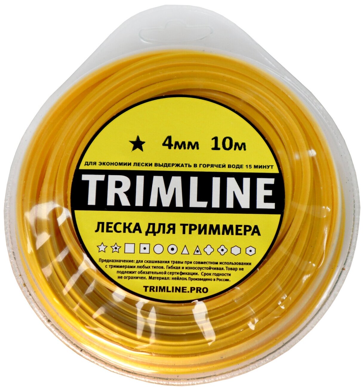 Леска для триммера TrimLine, сечение звезда, диаметр 4 мм, длина 10 м, блистер - фотография № 2