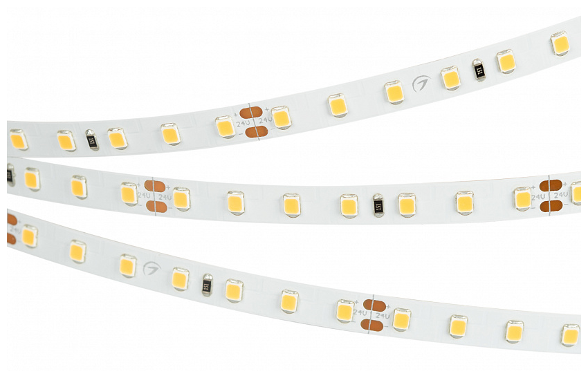 Светодиодная лента Arlight RT-A98-8mm 24V Warm3000 CRI98 021453(2), 5 м, светодиодов: 490 шт., 50 Вт, теплый белый, 3100 К