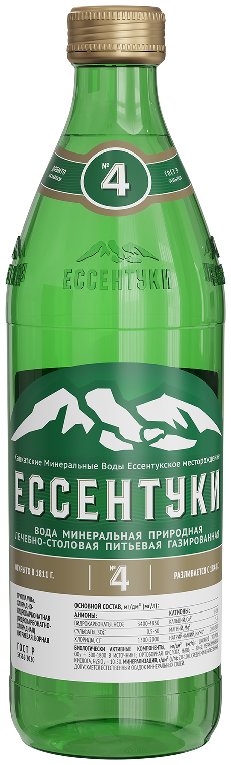 Минеральная вода «Ессентуки №4» стекло 0,45 л/ вода минеральная природная лечебно-столовая питьевая газированная 1 шт.