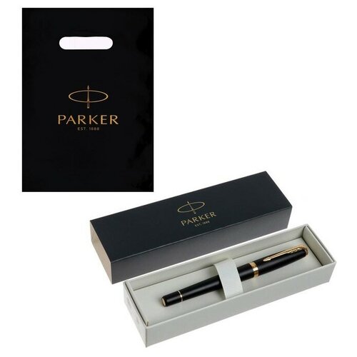 Parker Ручка перьевая Parker Urban Core F309 Muted Black GT F, корпус из нержавеющей стали, синие чернила, В подарочном пакете