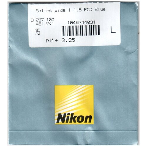 Офисная Линза для очков 1.50 Nikon Soltes Wide ECC Blue с защитой от синего спектра +1.75 диаметр 75 L