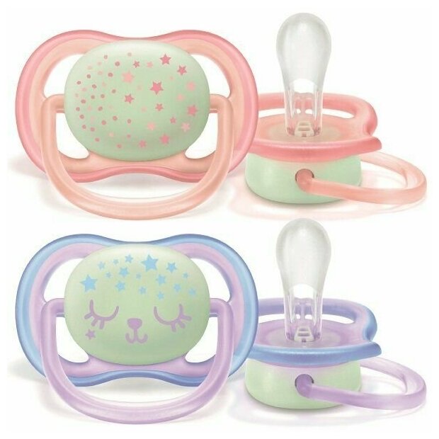 Пустышка Philips Avent серии Berry Nighttime для дев, 0-6 мес, 2 шт. SCF376/12