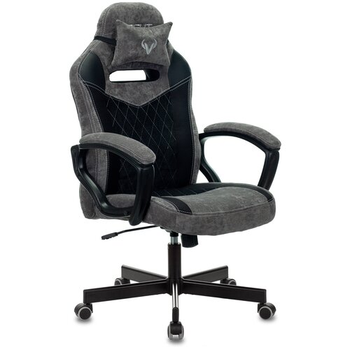 Кресло игровое Zombie VIKING 6 KNIGHT Fabric серыйчерный с подголов. крестовина металл