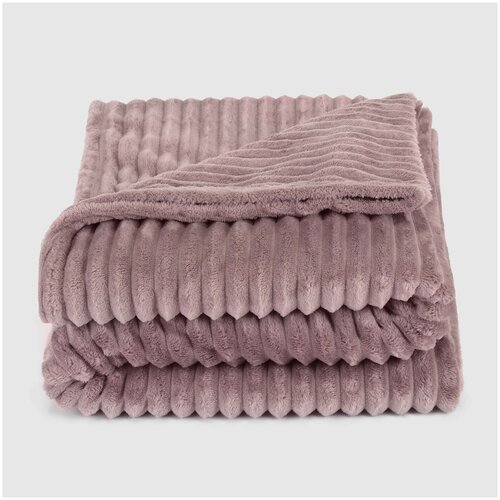 Флисовый плед Hyseas Striped серо-бежевый 140х200 см / Покрывало мягкое на диван и кровать / Дизайн интерьера / Товары для пикника