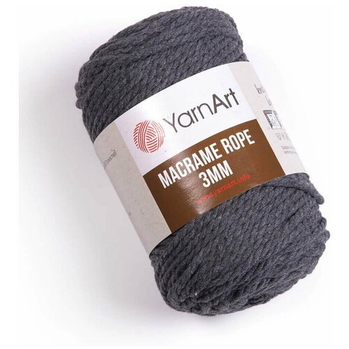 Пряжа YarnArt Macrame Rope 5mm серый (758), 60%хлопок/ 40%вискоза/полиэстер, 85м, 500г, 2шт