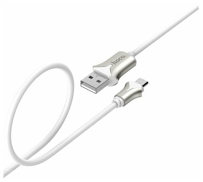 Кабель Hoco U67 USB - microUSB, 1 шт., белый