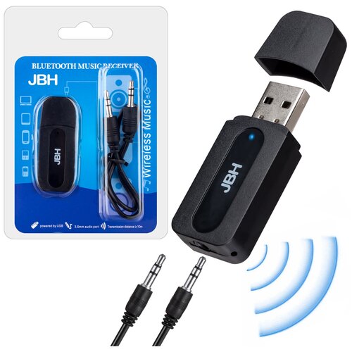 Bluetooth-AUX адаптер ресивер в машину JBH домашнего кинотеатра наушников колонок Блютуз в машину для прослушивания музыки с телефона Черный 29900₽