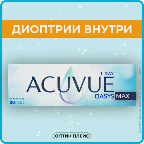 Изображение товара Контактные линзы ACUVUE OASYS MAX 1-Day 30 линз, R 8.5 SPH -2.75, однодневные, прозрачные