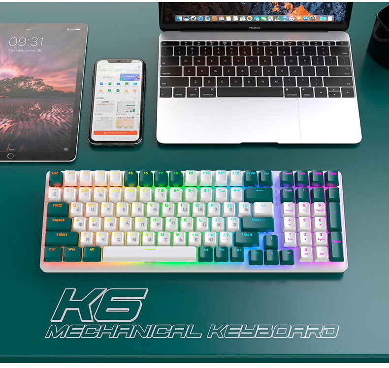 Игровая RGB беспроводная механическая клавиатура K6 Bluetooth