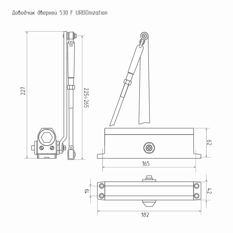 Доводчик дверной Нора-М 530F URBOnization (морозостойкий с фиксацией для дверей 50-90кг) - Белый