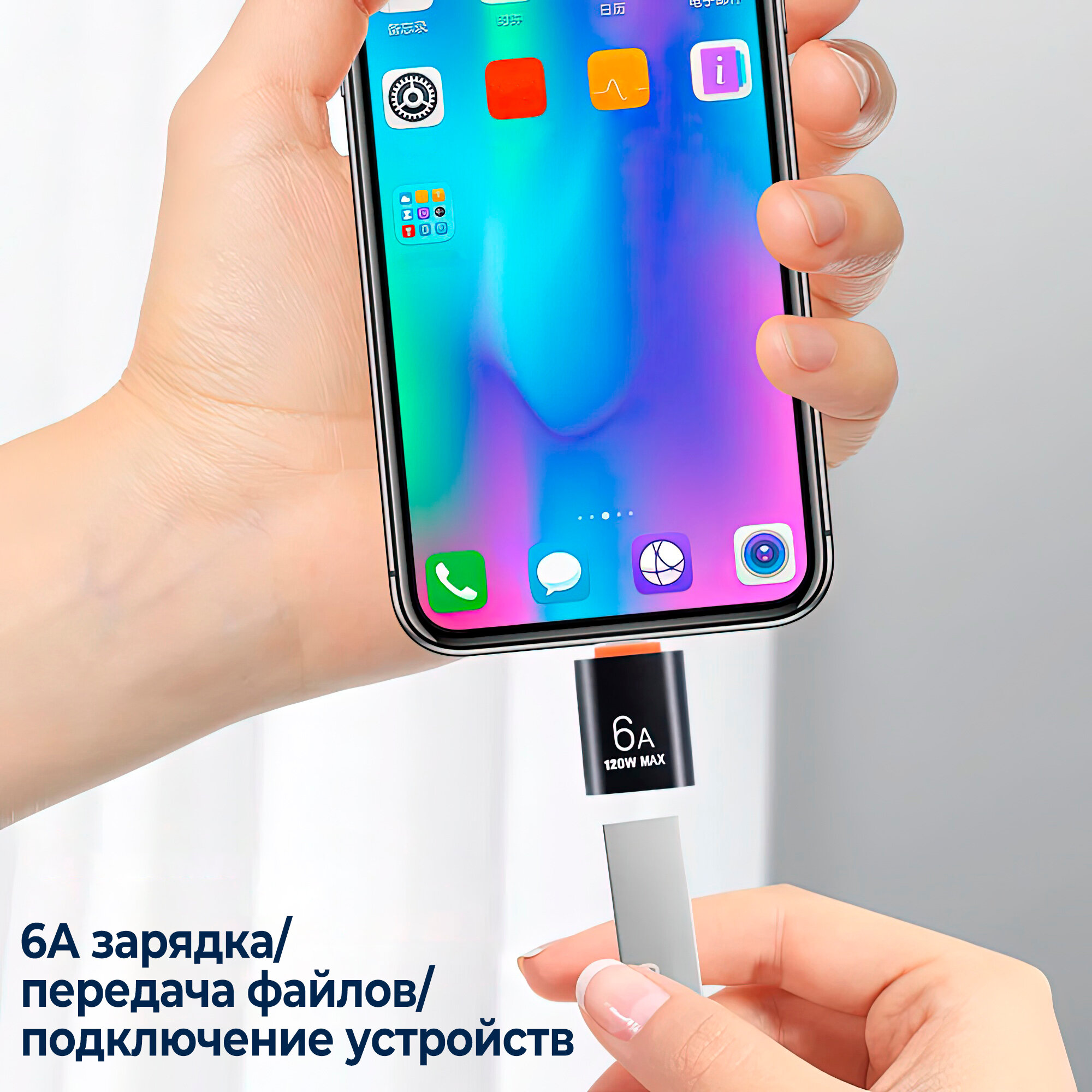 Адаптер переходник USB 3.0 Type-A на USB Type C / 6А / 120W max — фото 1