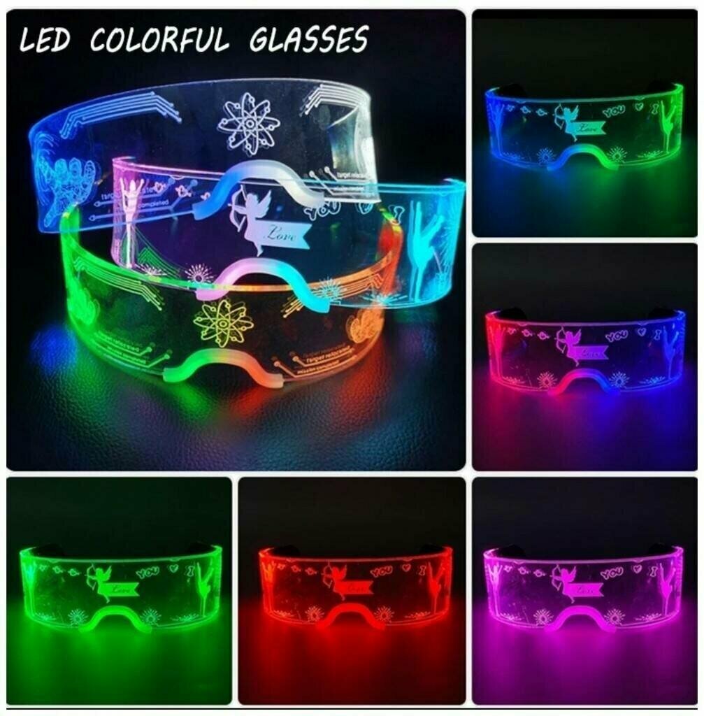 Картинки Очки светодиодные для селфи вариант С / Неоновые светящиеся с led подсветкой для стрима вечеринок, тик тока