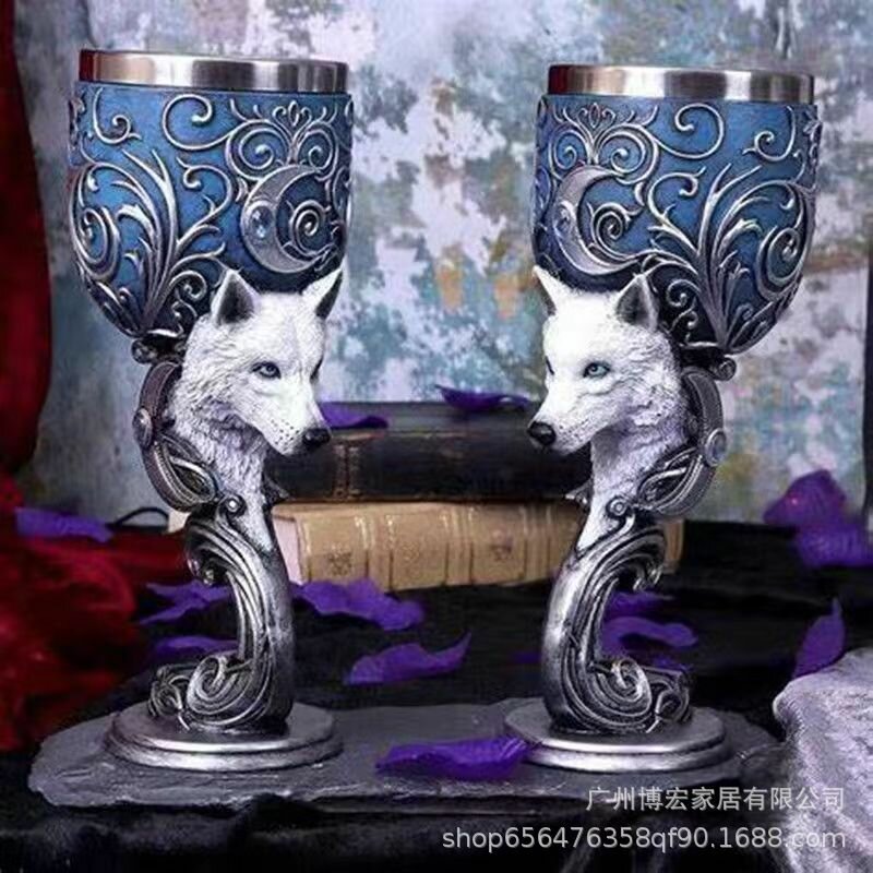 Кубок для вина "Снежный волк", 3D, с единорогом