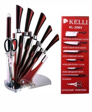Набор кухонных ножей KELLI KL-2084 титановые 9 предметов (OL) — фото 1