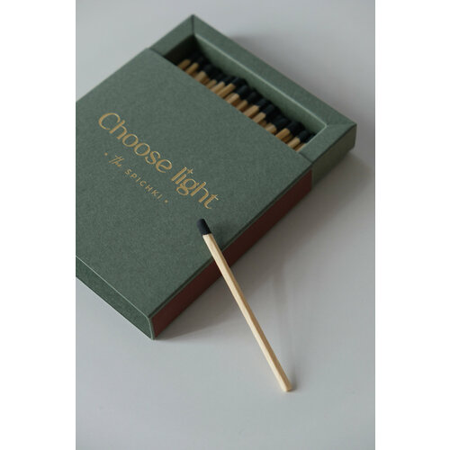 Спички Choose light, для свечей и благовоний, деревянные, 60шт, длина 8см зеленый