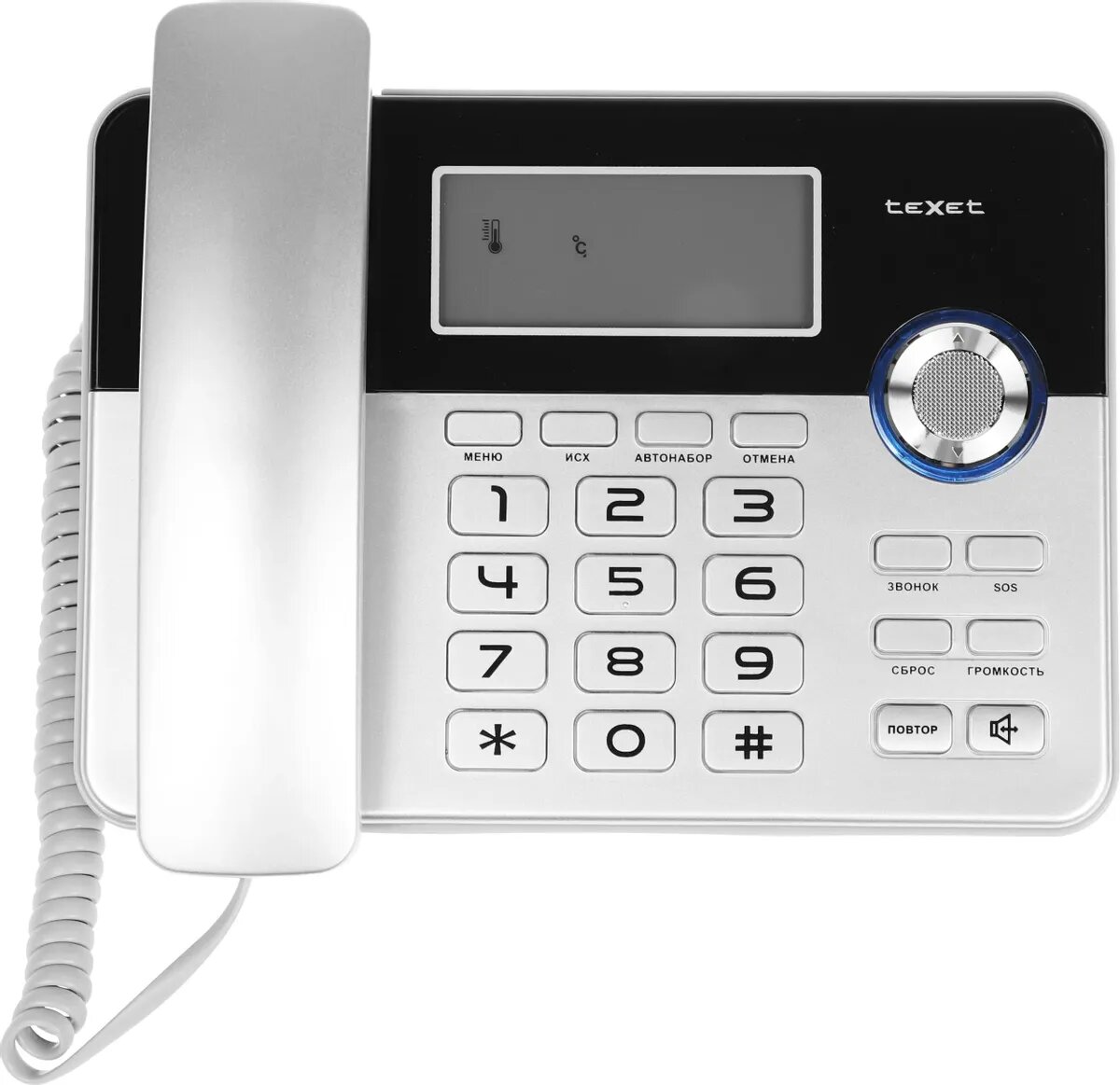 Проводной телефон TeXet TX-259, черный и серебристый