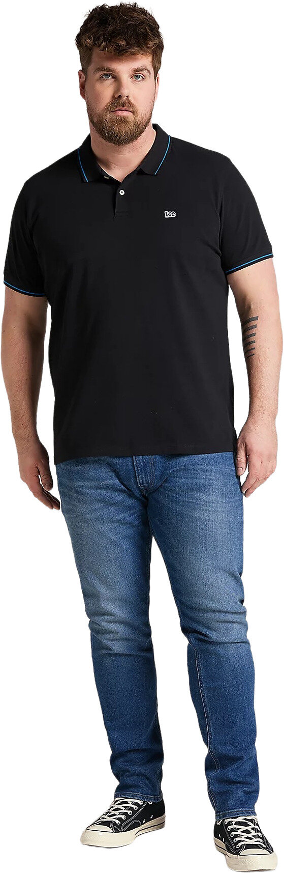 Поло Lee Men Pique Polo, размер L, черный/синий — фото 1