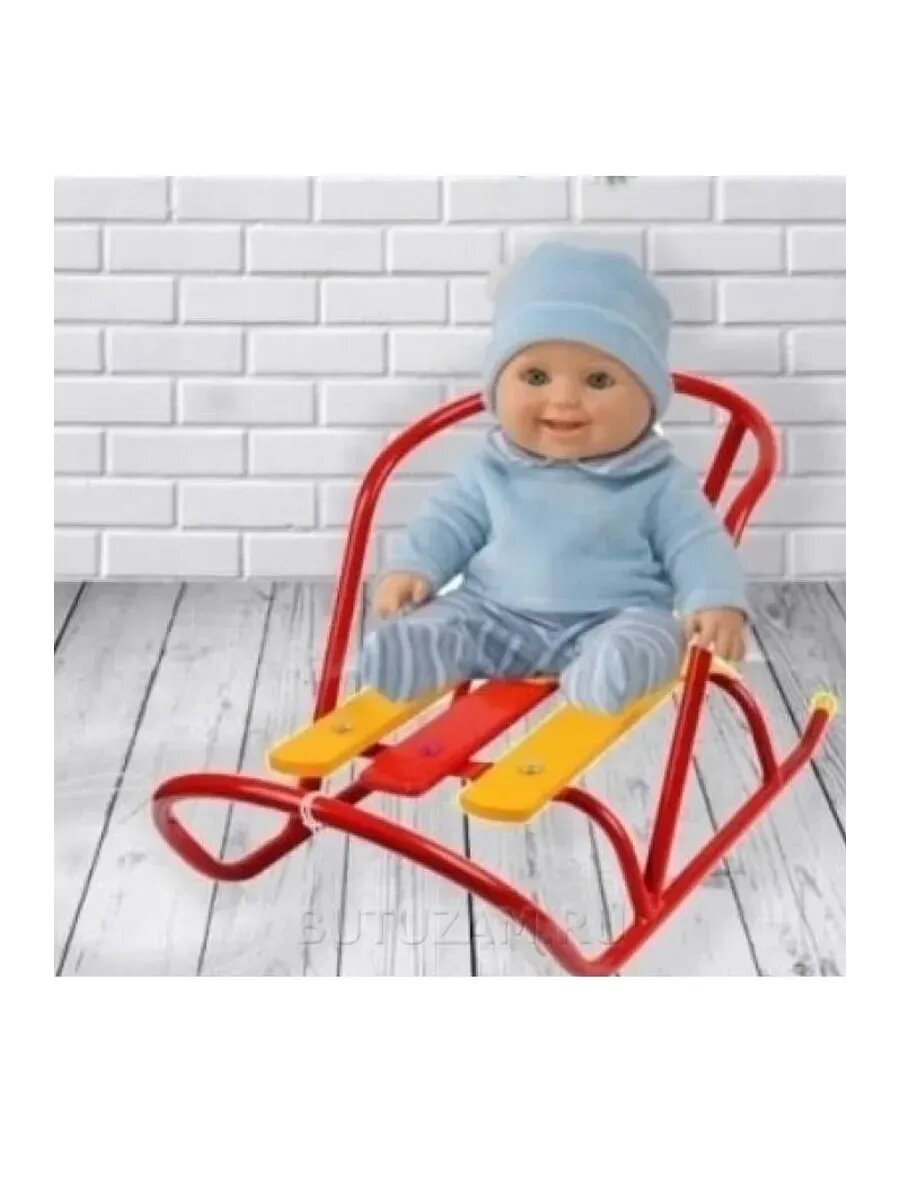 Санки для куклы с толкателем и лопата — фото 1