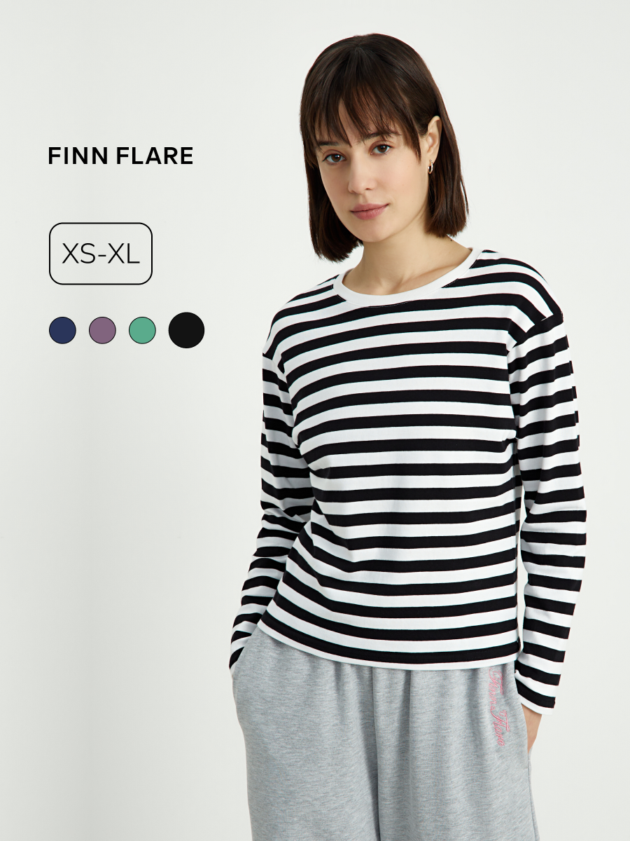 Лонгслив FINN FLARE оверсайз, размер M, , черный