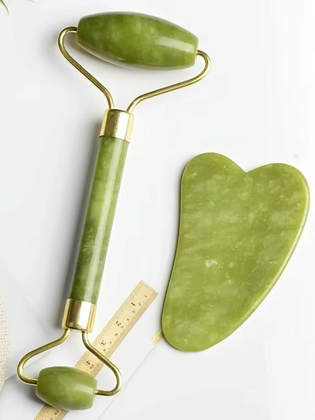 Ролик для лица Gua Sha, натуральный нефрит, скребок для лица — фото 1