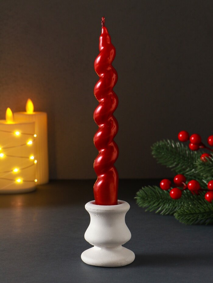 Свеча витая LUXURY 25×170 мм лакированная красная