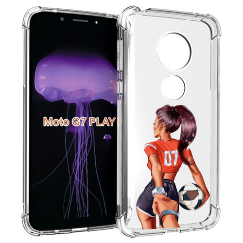 Чехол MyPads Девушка-футболистка женский для Motorola Moto G7 Play задняя-панель-накладка-бампер
