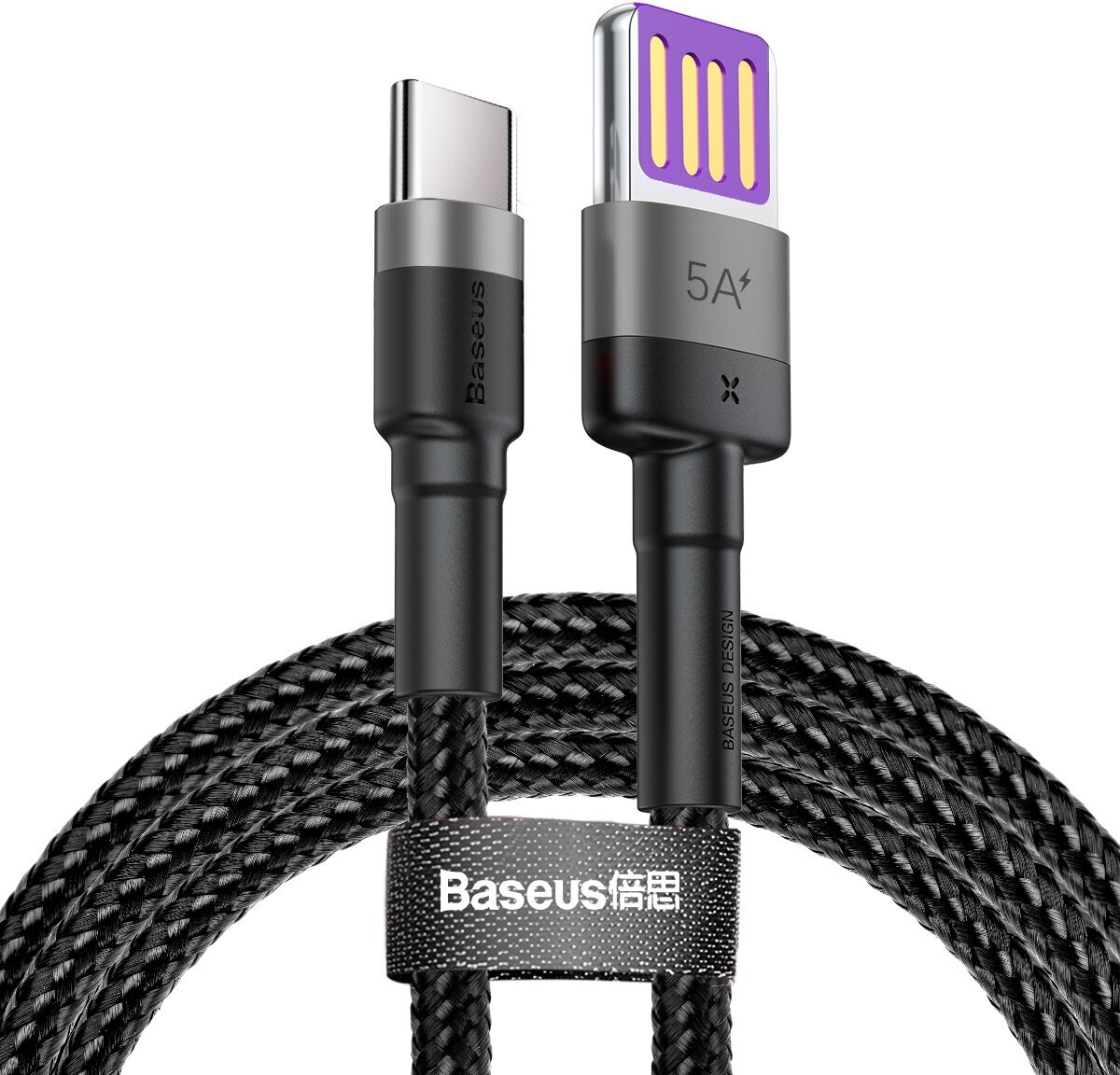 Кабель Baseus Cafule HW Quick Charging Data cable USB Double-sided Blind Interpolation For Type-C 40W 1m Gray+Black (CATKLF-PG1)