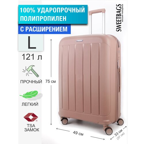 чемодан на колесиках mifuny чемодан с usb интерфейсом для путешествий чемодан на колесиках открывается спереди Чемодан , 136 л, размер L, розовый