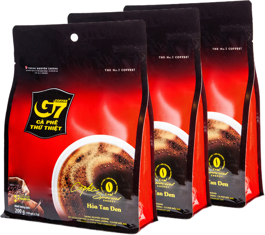 Растворимый кофе Trung Nguyen G7 черный (Pure Black) 3 упаковки по 100 шт., 600 г