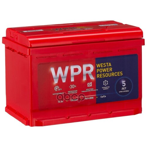 Аккумулятор Wpr Premium 74 А/Ч Прямая L+ 276X175x190 En760 А WPR battery арт. 574 111 310