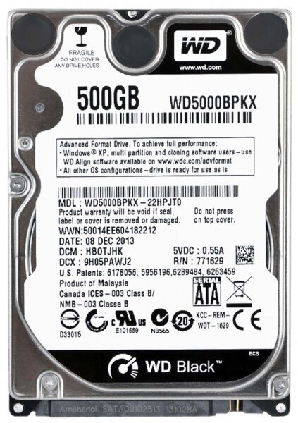 Жесткий диск Western Digital WD5000BPKX 500Gb 7200 SATAIII 2,5" HDD