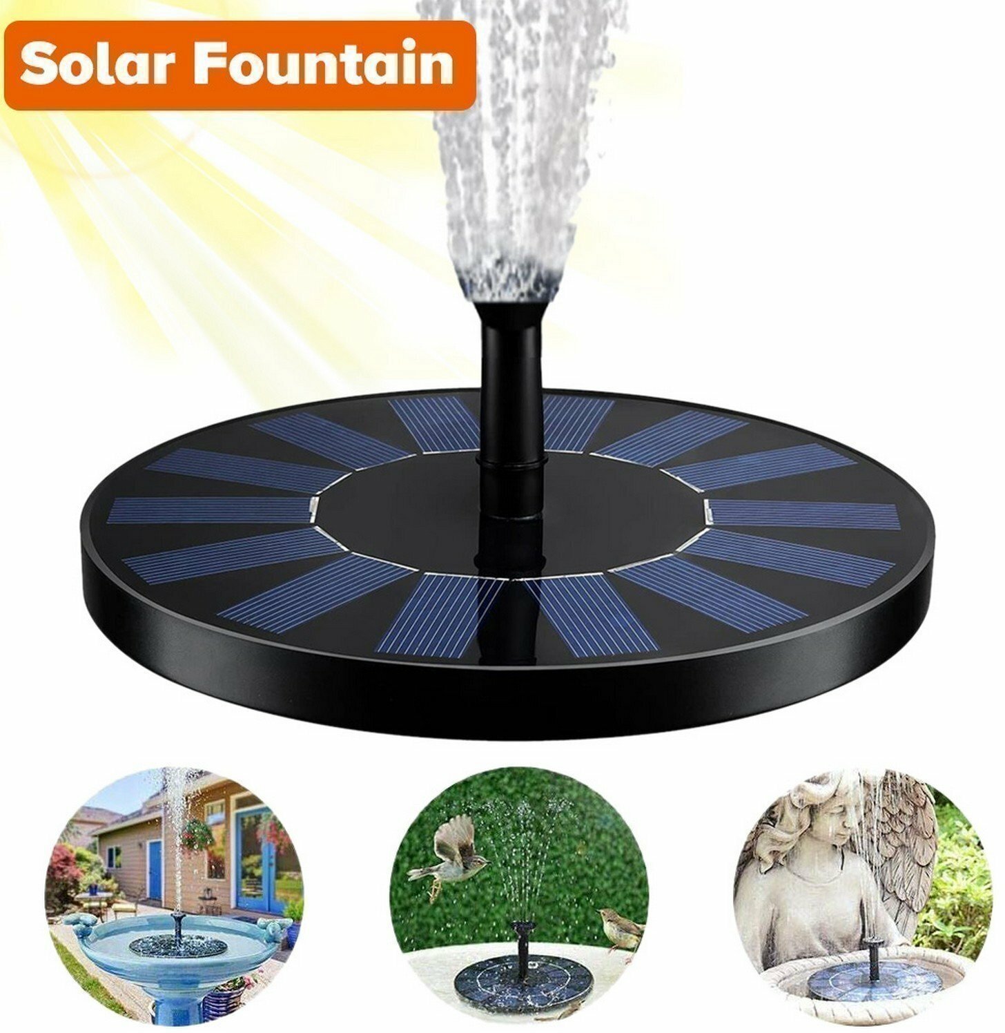 Плавающий садовый фонтан ANYSMART на солнечной батарее D=16 см
