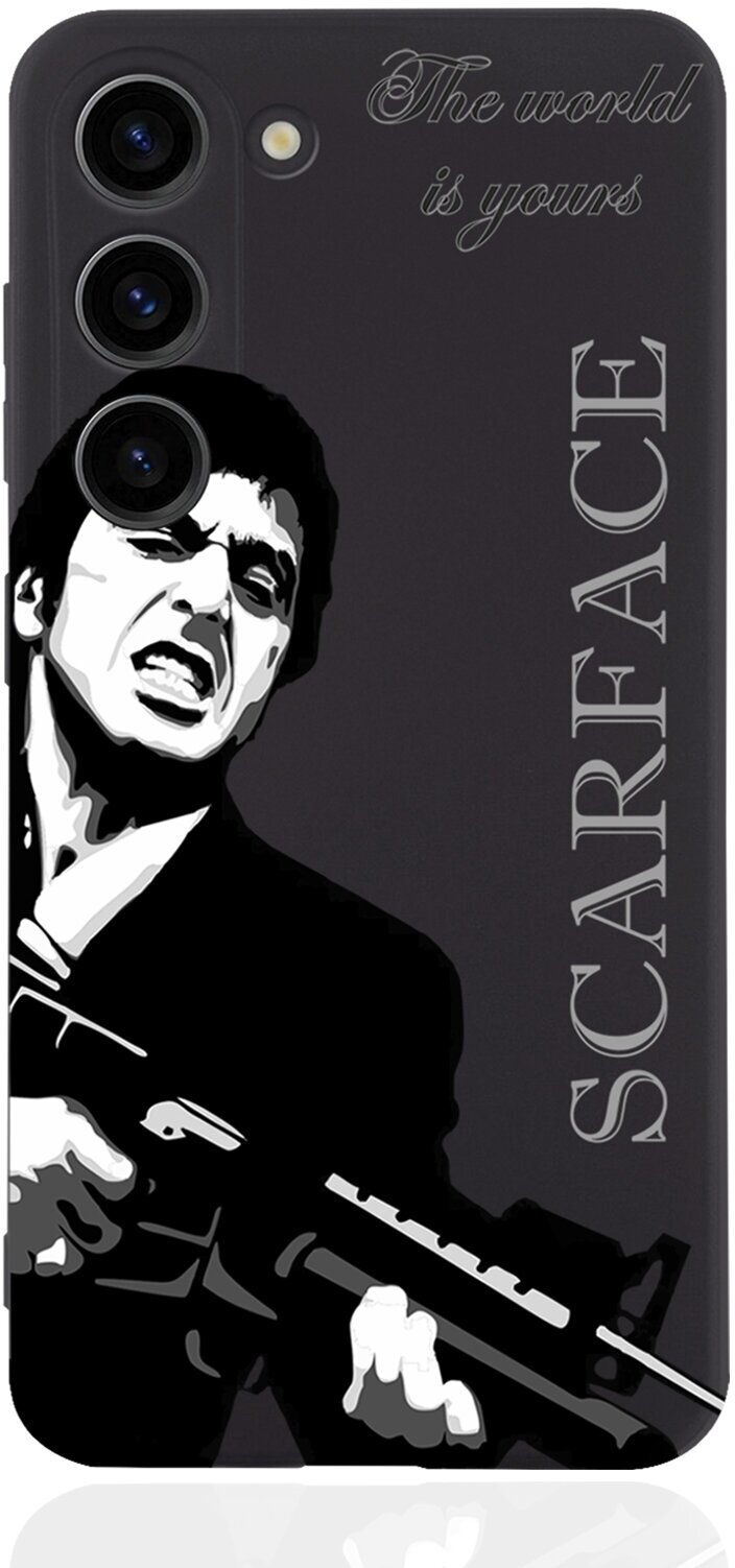 Черный силиконовый чехол MustHaveCase для Samsung Galaxy S23 Scarface Tony Montana/ Лицо со шрамом