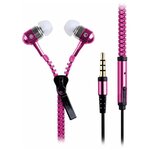 Проводные наушники, с микрофоном внутриканальные, Zipper, 3,5 Jack, розовые, 1 упаковка - изображение