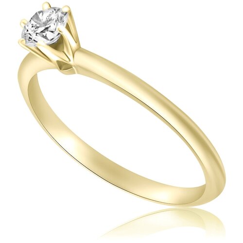 Кольцо помолвочное 1RBC, желтое золото, 585 проба, бриллиант, размер 18, бесцветный кольцо эстет желтое золото 585 проба агат бриллиант жемчуг размер 18 5