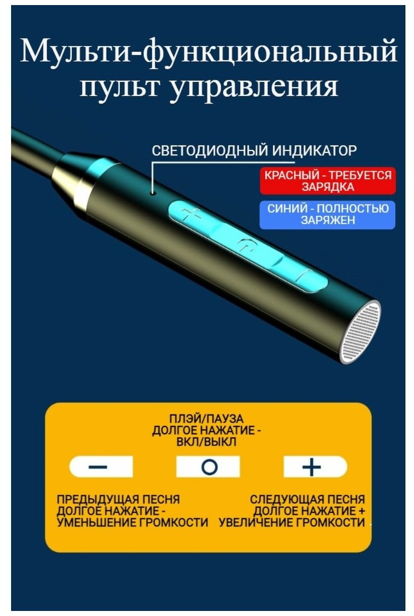 Беспроводные спортивные tws блютуз bluetooth наушники и гарнитуры с шейным ободом и микрофоном для телефона и ПК, магнитные.