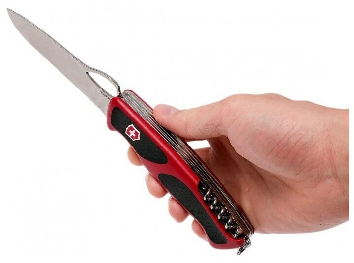 Нож перочинный Victorinox RangerGrip 57 Hunter (0.9583.MC) 130мм 13функций красный/черный карт.короб - фото №12