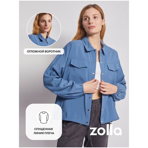 фото Рубашка zolla, классический стиль, длинный рукав, размер xs, синий