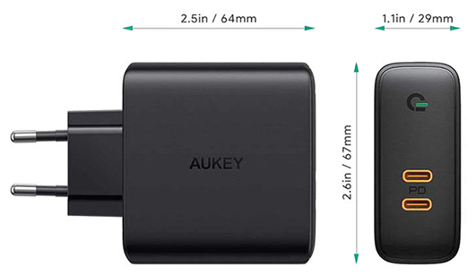 Сетевая зарядка Focus Duo Aukey - фото №3