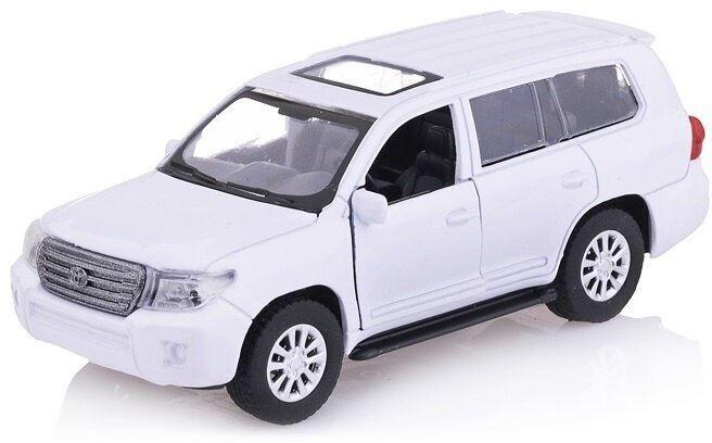 Модель машины Технопарк металлическая "Toyota Land Cruiser" 12,5 см, открываются двери, инерционная, Белый (CRUISER-WT)