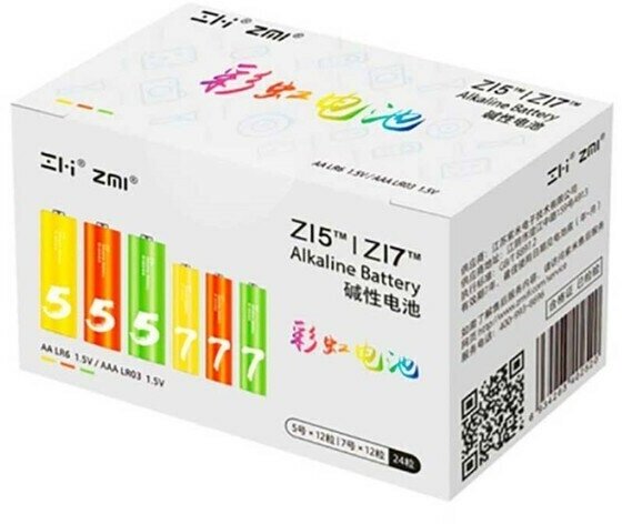 Набор алкалиновых батареек Xiaomi ZMI Rainbow (12 АА + 12 ААА) LR24-BOX 1.5 В 24 шт.