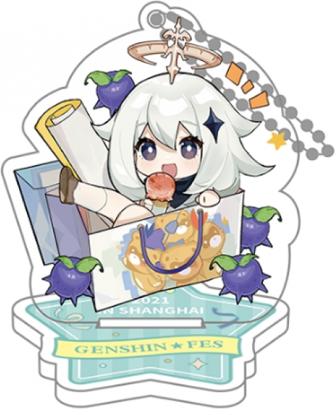 Акриловая фигурка Genshin Fes Chibi Character Standee Strap Paimon 6974096535613