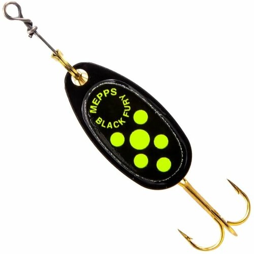 Блесна Mepps BLACK FURY NR/Chartreuse № 3 (цв. чёрный с зелёными точками) 6.5 гр