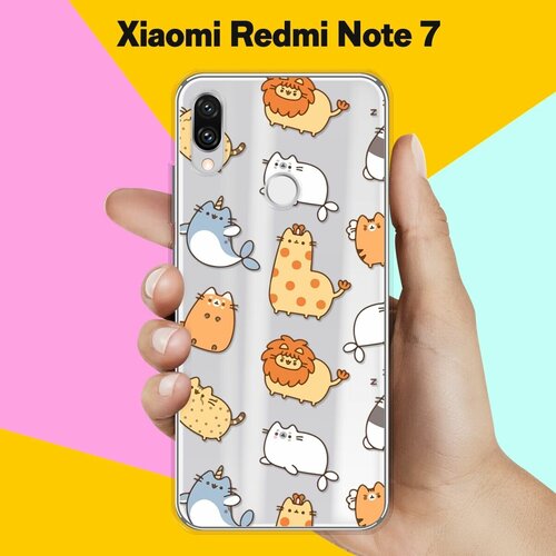 Силиконовый чехол Котики на Xiaomi Redmi Note 7 силиконовый чехол на xiaomi redmi 7 сяоми редми 7 львиный рык 2