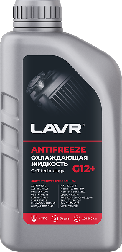 Охлаждающая жидкость LAVR Antifreeze G12+ -45°C, 1 кг
