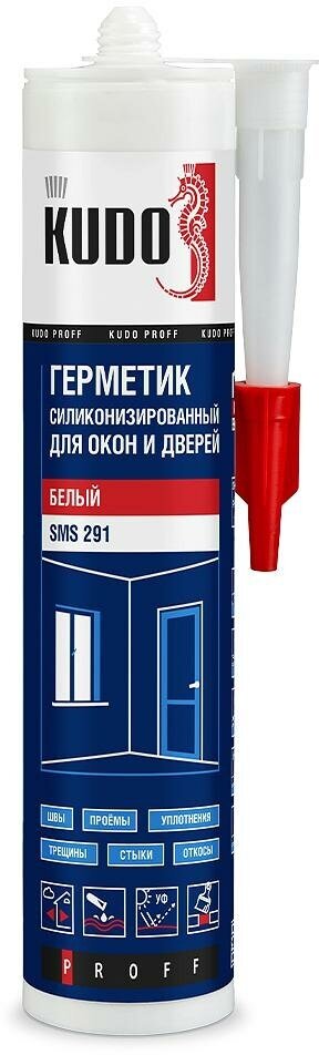 KUDO PROFF SMS-291 герметик силиконизированный для окон и дверей белый 280 мл