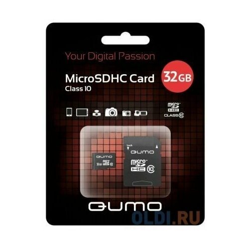 Карта памяти QUMO 32Gb MicroSDHC + адаптер (QM32(G)MICSDHC10)