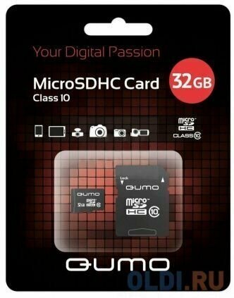 Карта памяти QUMO 32Gb MicroSDHC + адаптер (QM32(G)MICSDHC10)